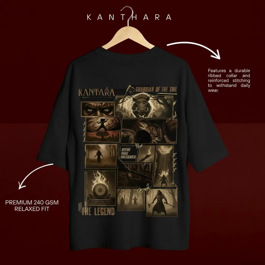 Black kanthara t shirt in red background