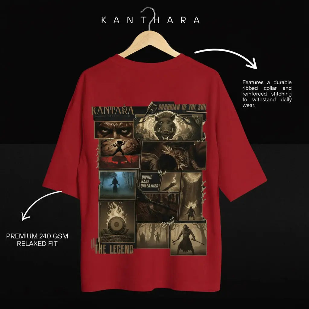Red Kantara t shirt in black background